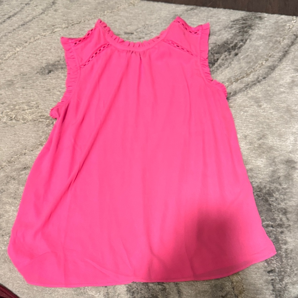 LOFT Bright Pink Ruffle Top